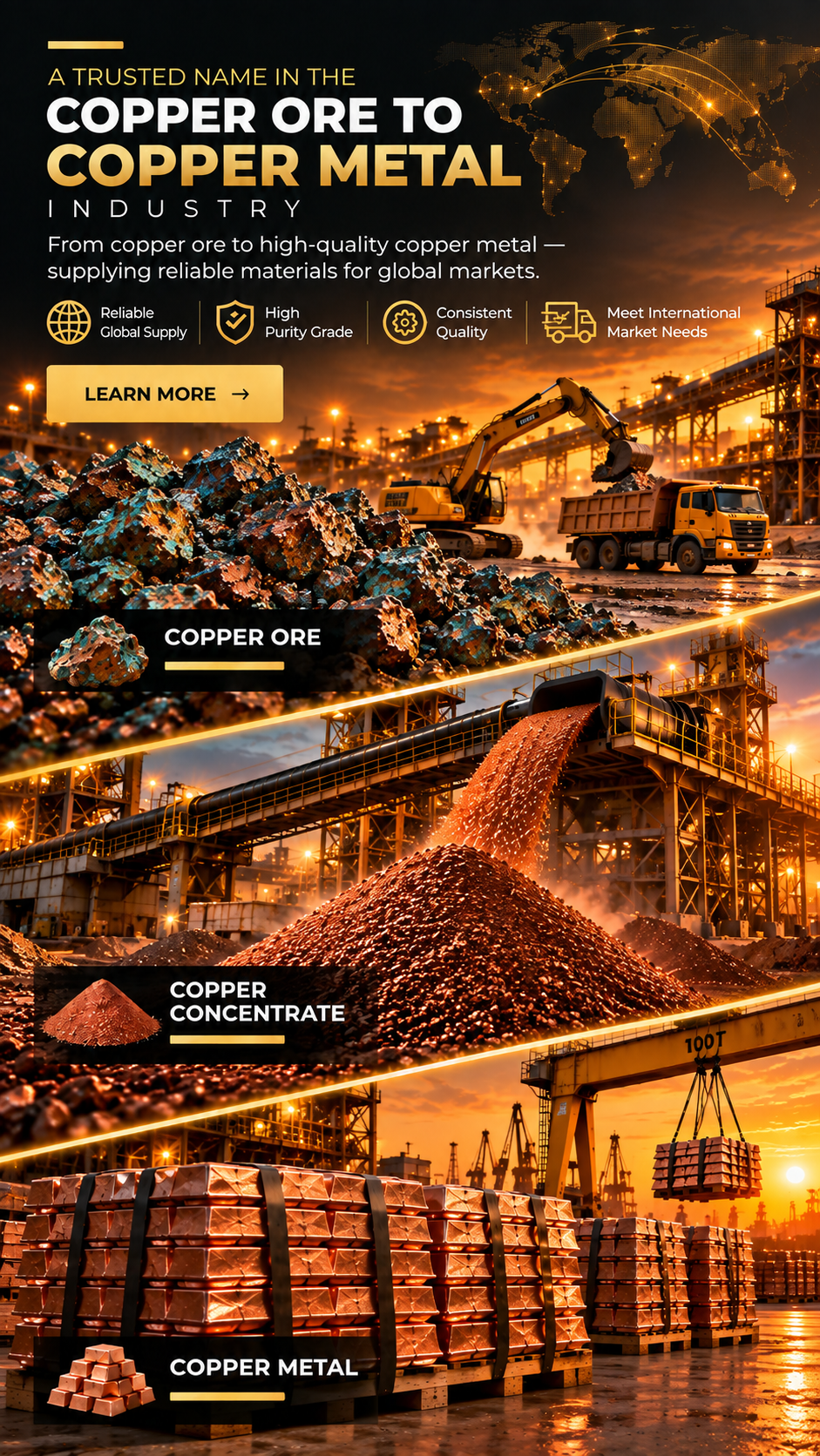 Copper Ore to Metal Industry Supply Chain